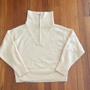 J. Crew Cream Half-Zip Funnel Neck Sweater